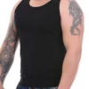 Stretchy cotton-blend men's tank that follows the body for easy comfort through the day.