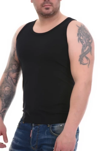 Stretchy cotton-blend men's tank that follows the body for easy comfort through the day.