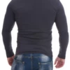 Soft cotton-blend V-neck tee for men, a dependable long-sleeve staple for everyday layering.