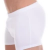 Breathable cotton men's boxer briefs cut to sit smoothly under slim pants without bunching.
