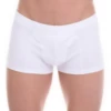 Breathable cotton men's boxers with an extended cut that covers the upper thigh and holds close.
