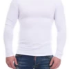 Breathable cotton men's long-sleeve top with a round neckline for a full, clean line under a shirt.