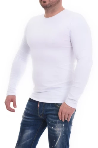 Cotton-blend men's long-sleeve crew-neck tee, an easy layering staple for cooler days.