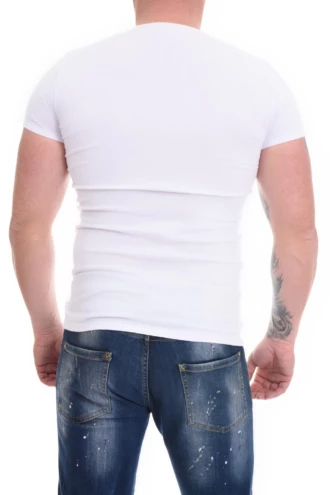 Regular-fit short-sleeve men's tee in cotton blend, holding its shape and softness through repeated washing.