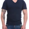 Men's V-neck cotton-blend tee that keeps its shape and softness through repeated washing for daily wear.