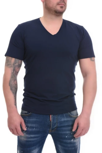 Men's V-neck cotton-blend tee that keeps its shape and softness through repeated washing for daily wear.