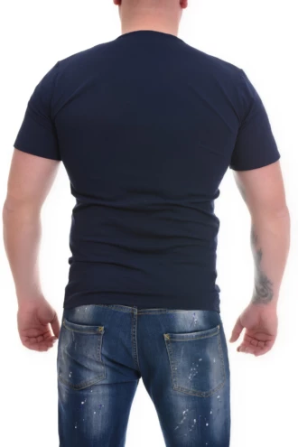 Soft everyday V-neck tee for men in a stretchy cotton blend, a clean base under an open collar.