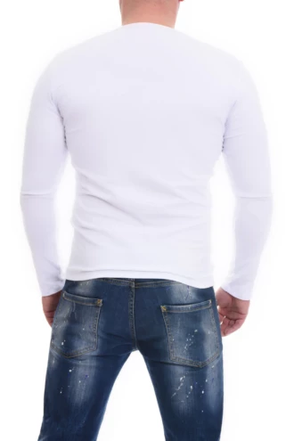 Tiara Galiano men's V-neck tee in a soft cotton blend with long sleeves for cooler days.