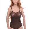Mesh bodysuit with scoop neck and brazilian cut, fine and light for easy everyday coverage.