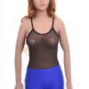 Mesh bodysuit with scoop neck and brazilian cut, lightweight and breathable for everyday layering.
