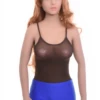 Fine breathable mesh bodysuit with scoop neck, sitting close for a clean line under clothing.