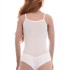 Fine mesh bodysuit with scoop neck, sitting close for a clean line under shirts or worn alone.