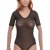 Mesh bodysuit with a scoop neckline, short sleeves and brazilian back for smooth everyday layering.