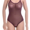 Mesh bodysuit with scoop neck, slim spaghetti straps and brazilian cut for a clean line under clothes.