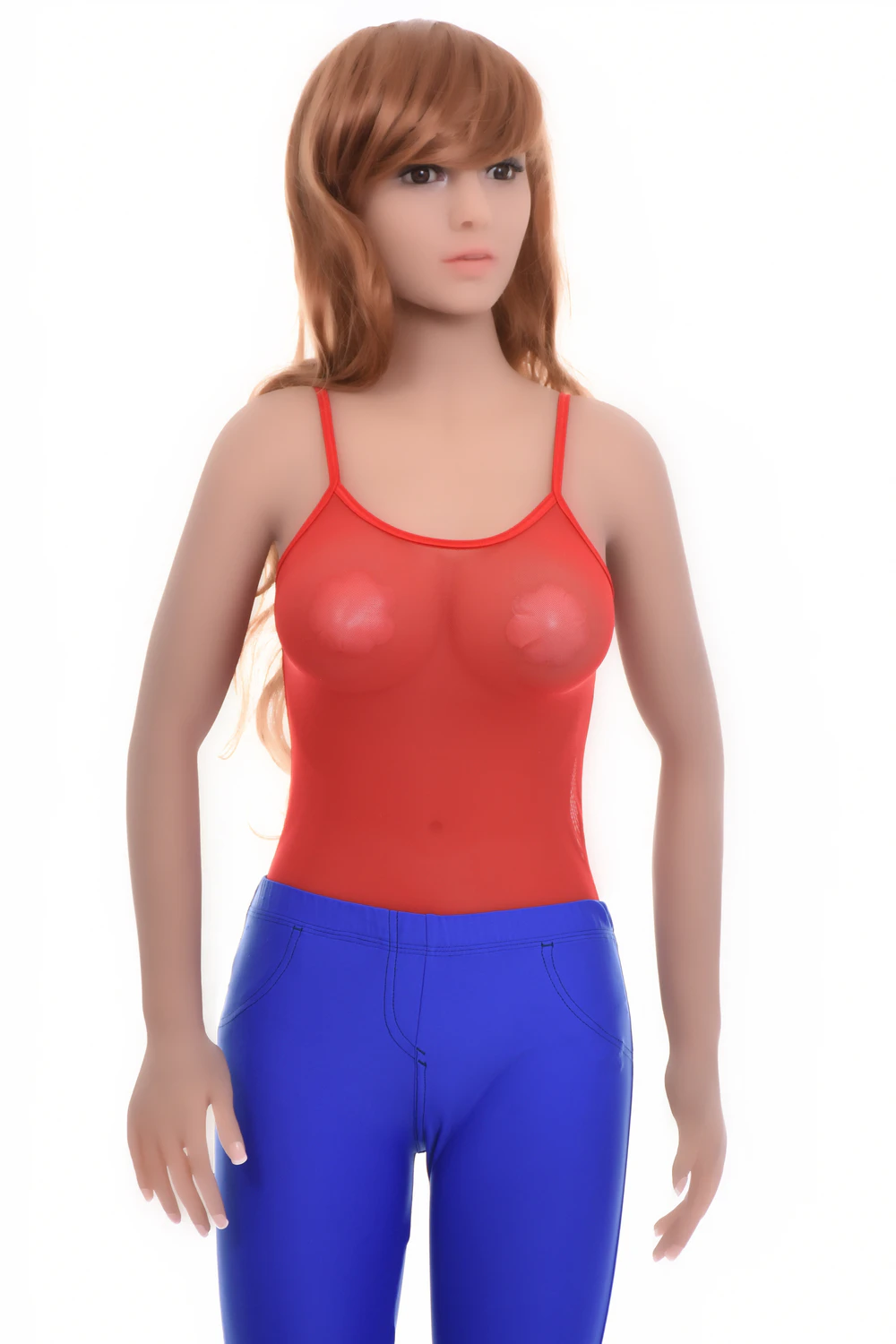 Mesh bodysuit with scoop neck and spaghetti straps, fine and breathable for everyday coverage.