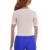Lightweight mesh bodysuit with short sleeves and brazilian back, a breathable everyday base.