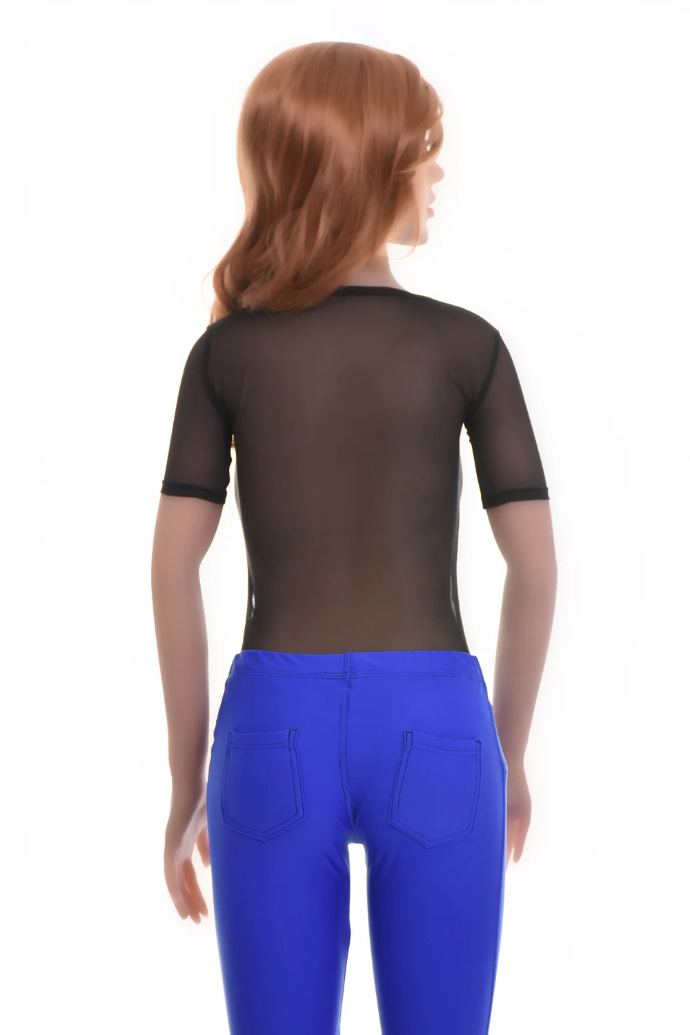 Mesh bodysuit with short sleeves and brazilian back, sitting close for a smooth everyday line.