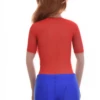 Fine mesh bodysuit with short sleeves and brazilian back, sitting close for a smooth silhouette.
