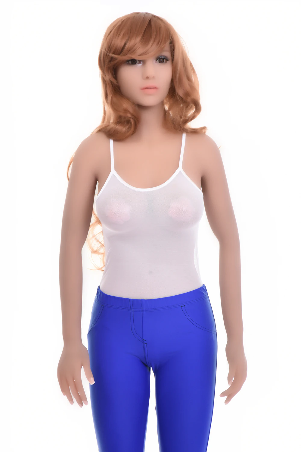 Sleeveless mesh bodysuit with spaghetti straps and scoop neck, smooth for a clean silhouette.