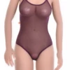 Fine sleeveless mesh bodysuit with thin straps, light and breathable for everyday layering.