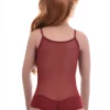 Mesh bodysuit with spaghetti straps and brazilian back, a lightweight base that stays put all day.