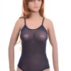Fine mesh bodysuit with spaghetti straps, light and close for a smooth line under fitted clothes.