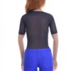 Fine mesh bodysuit with a t-shirt silhouette and brazilian back, sitting close for a clean line.