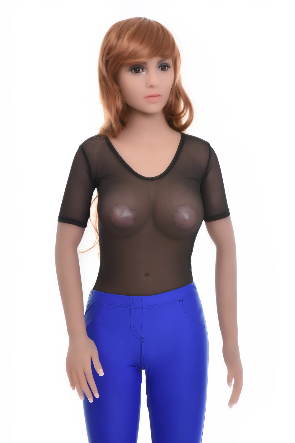 Fine mesh bodysuit in a t-shirt silhouette with scoop neck and brazilian cut, light to layer.
