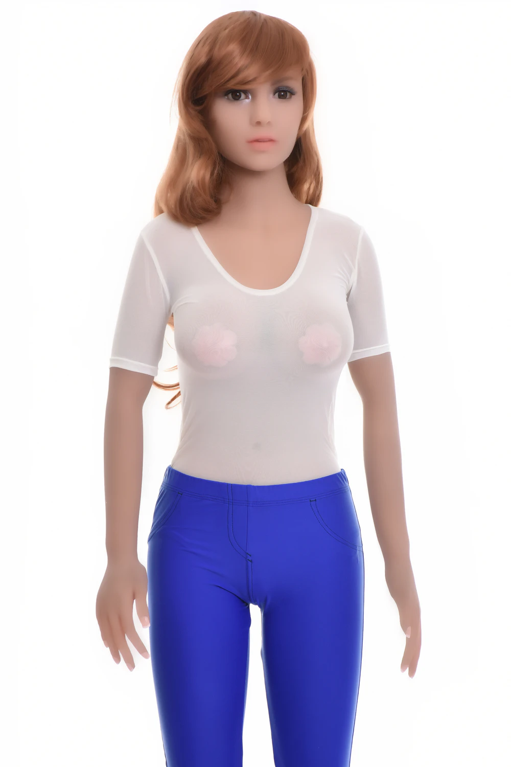 Fine mesh bodysuit in a t-shirt cut with scoop neck, smooth and close for layering under clothes.
