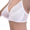 Sheer mesh soft-cup bra with unpadded cups and a plain neckline, light and see-through with a natural shape.