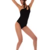 Breathable cotton bodysuit with bare shoulder on one side and hook-and-eye closure, a shaped everyday piece.