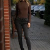 Polo-style mock-neck cotton bodysuit with thong cut, smooth under a slip dress or knit.
