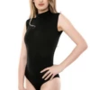 Polo-style sleeveless cotton bodysuit with bikini coverage, soft and close for everyday warm-weather wear.