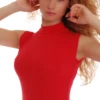 Polo-style sleeveless cotton bodysuit with bikini coverage, soft and close for everyday warm-weather wear.
