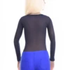 Scoop-neck mesh bodysuit with covered arms and hook-and-eye fastening, a fine close everyday layer.