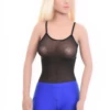 Scoop-neck mesh bodysuit by Tiara Galiano with slim straps and hook-and-eye fastening, easy to layer.