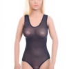 Scoop-neck mesh bodysuit by Tiara Galiano with wide straps and hook-and-eye fastening, easy to layer.