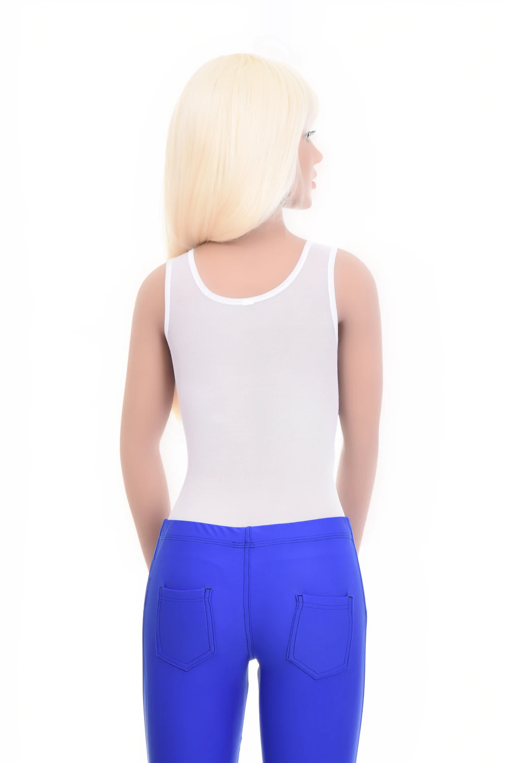Scoop-neck mesh tank bodysuit with brazilian back and wide straps, a touch more coverage than a thong.