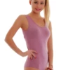 Sleeveless cotton tank bodysuit with hook-and-eye closure and bikini cut, smooth under knitwear or alone.