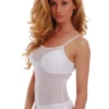 Sleeveless mesh bodysuit by Tiara Galiano on slim straps, layered under an open shirt or worn alone.