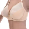 Smooth unpadded soft-cup bra with a see-through mesh detail at the edges and fine adjustable straps.