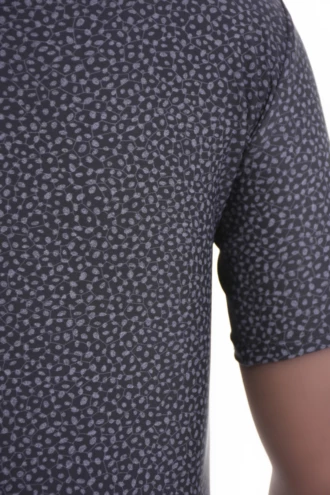 Speckled dark gray microfiber bodysuit with thong back, stretchy and opaque for a smooth line under clothing.