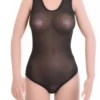 Tank-style mesh bodysuit with scoop neckline and thong back, light and breathable for daily wear.