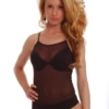 Tank mesh bodysuit with scoop neckline and thong cut, light and breathable for everyday wear.