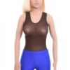 Tank mesh bodysuit with scoop neckline and thong cut, light and breathable everyday base.