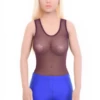 Tank-style mesh bodysuit with scoop neckline and wide straps, light and breathable for daily wear.