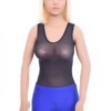 Tank-style mesh bodysuit with scoop neckline and wide straps, light and breathable for daily wear.