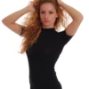 Tiara Galiano cotton bodysuit with polo mock neck and short sleeves, smooth for everyday wear.
