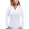 Tiara Galiano cotton shirt bodysuit with V-neck and brazilian back, a polished smooth daily base.