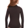 Tiara Galiano cotton shirt bodysuit with V-neck and brazilian back, polished under tailored trousers.